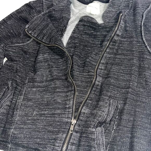 Silence + Noise Heathered Charcoal Grey Moto Style Bomber Jacket - Size Large - Picture 4 of 8